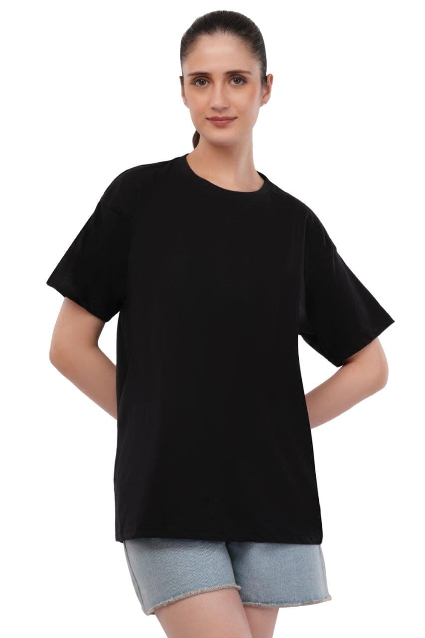 Black oversized tshirt made with 220 GSM combed cotton — lifestyle