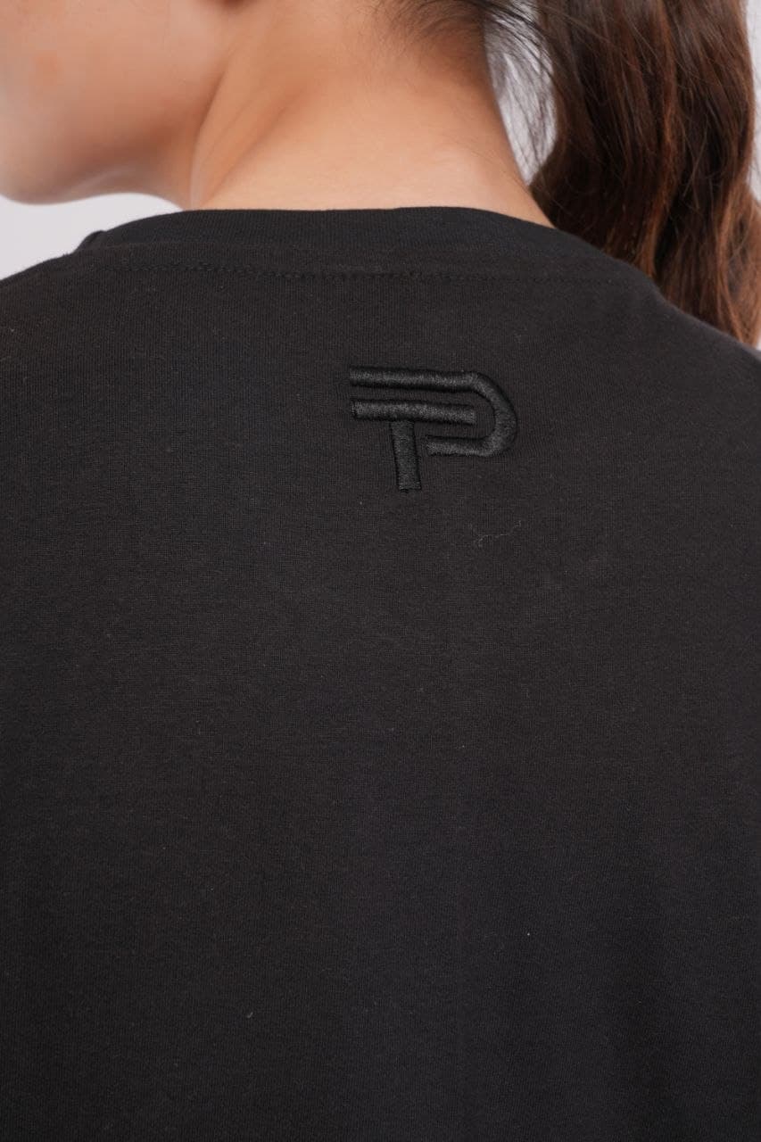 Black oversized tshirt made with 220 GSM combed cotton — lifestyle