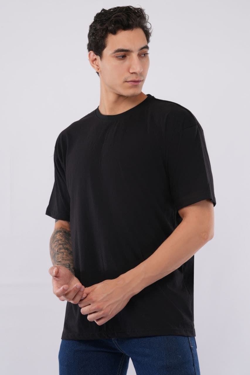 Black oversized tshirt made with 220 GSM combed cotton — lifestyle