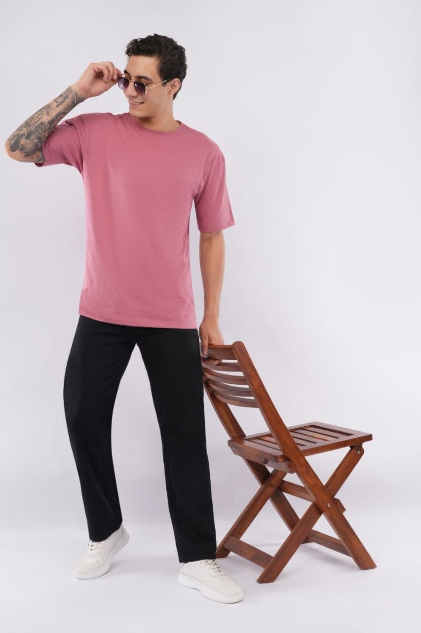 Pink oversized tshirt made with 220 GSM combed cotton — fabric detail