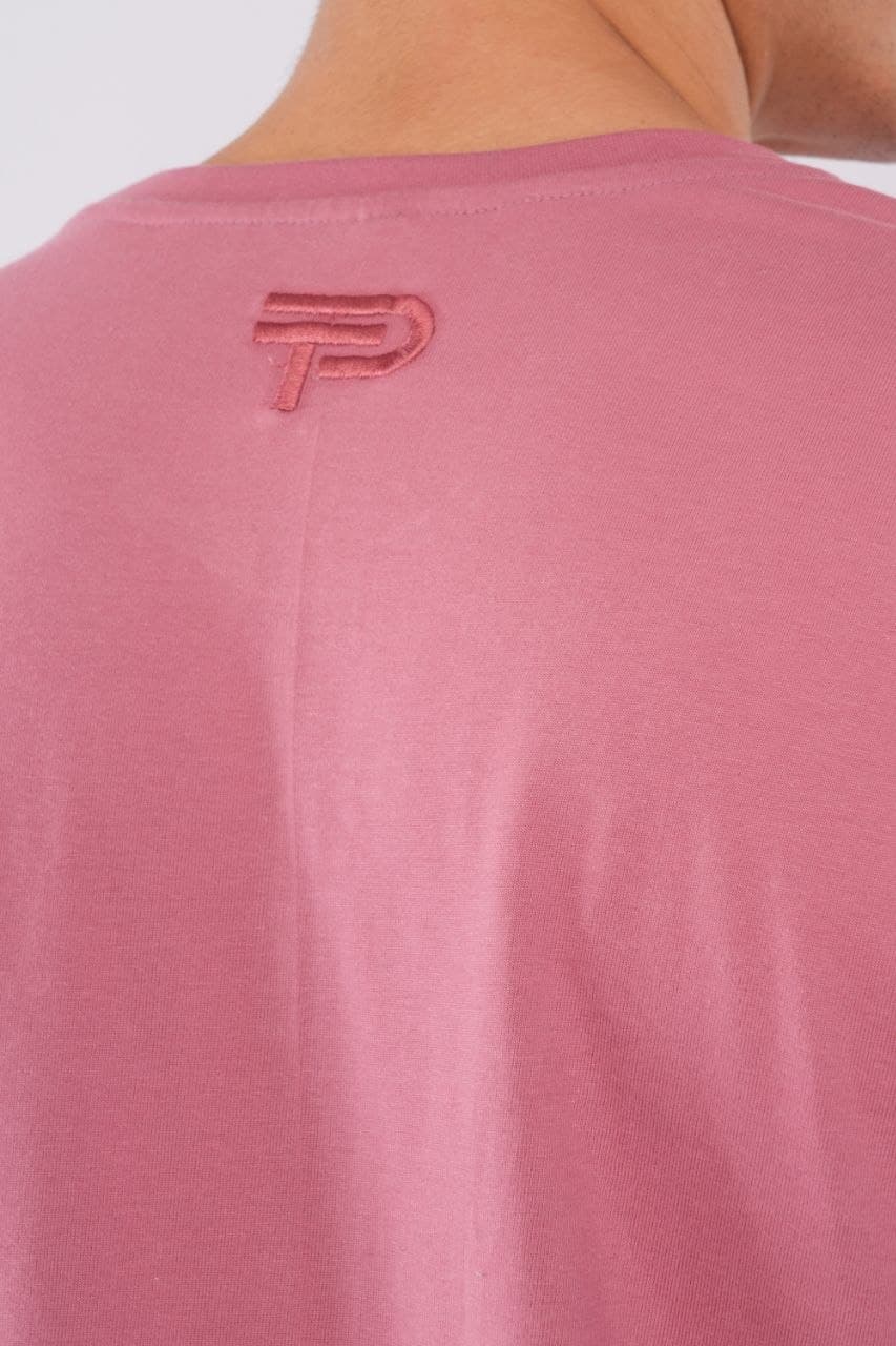 Pink oversized tshirt made with 220 GSM combed cotton — lifestyle