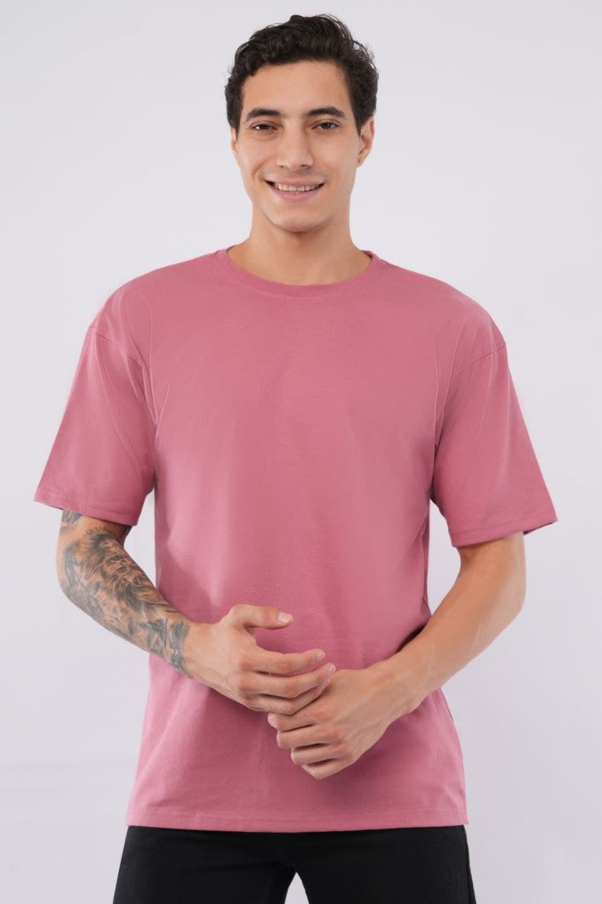 Pink oversized tshirt made with 220 GSM combed cotton — back detail