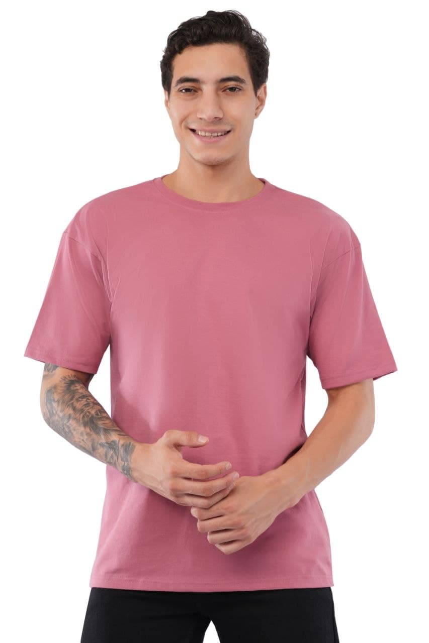 Pink oversized tshirt made with 220 GSM combed cotton — lifestyle