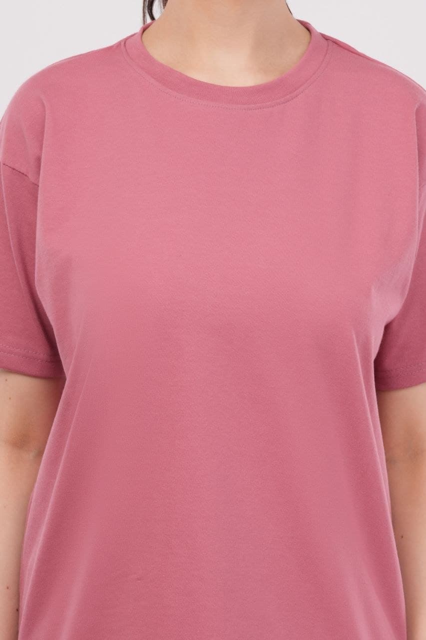 Pink oversized tshirt made with 220 GSM combed cotton — back detail