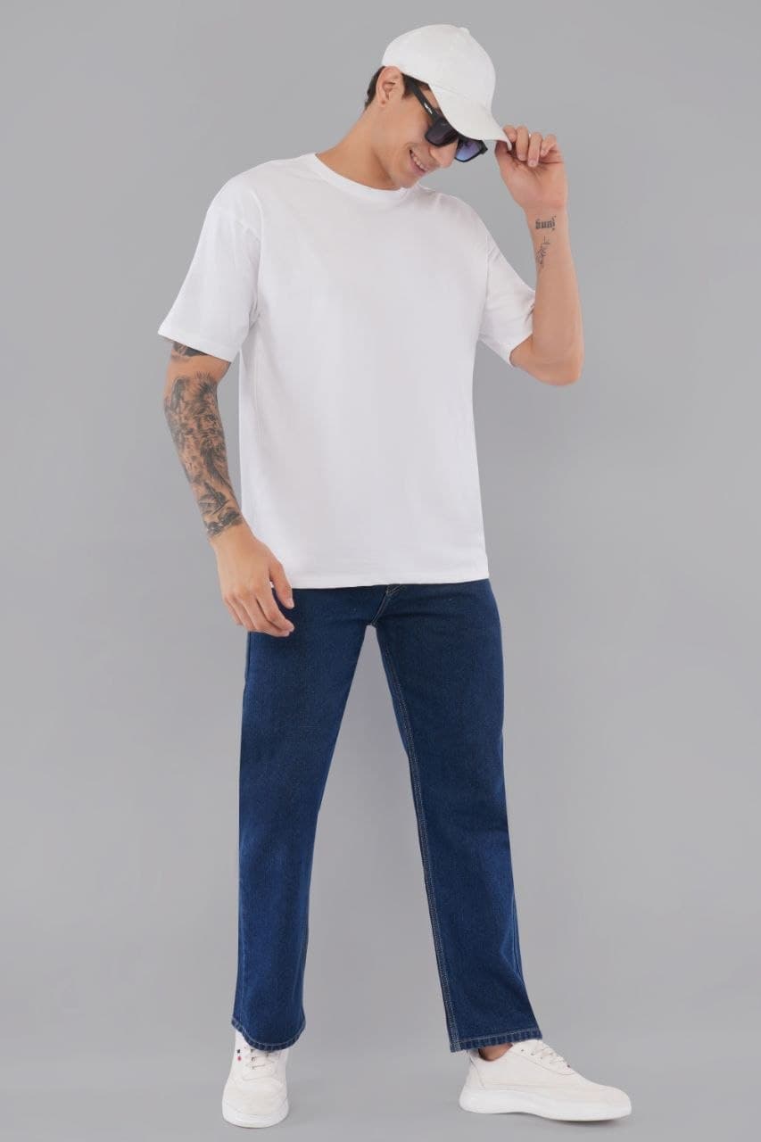 White oversized tshirt made with 220 GSM combed cotton — front view