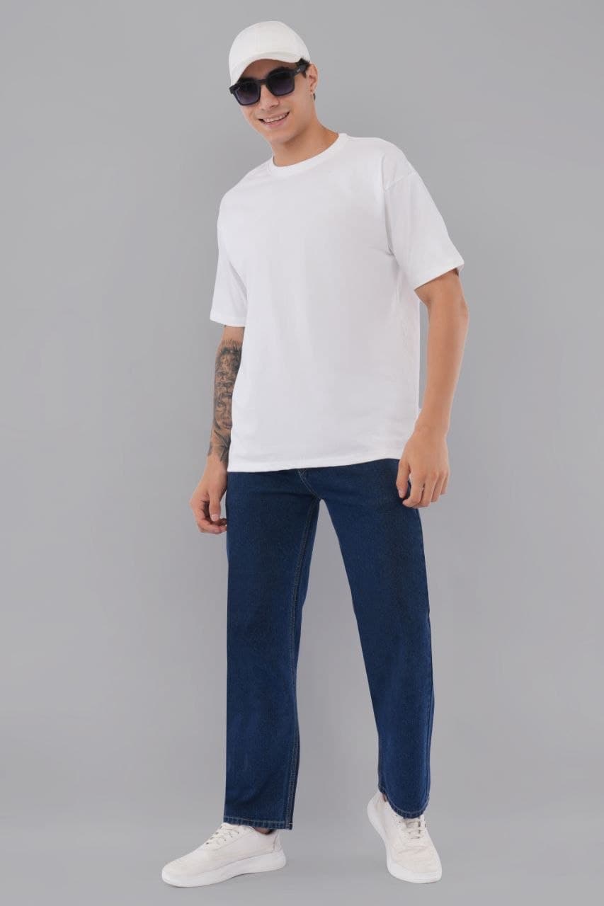 White oversized tshirt made with 220 GSM combed cotton — lifestyle