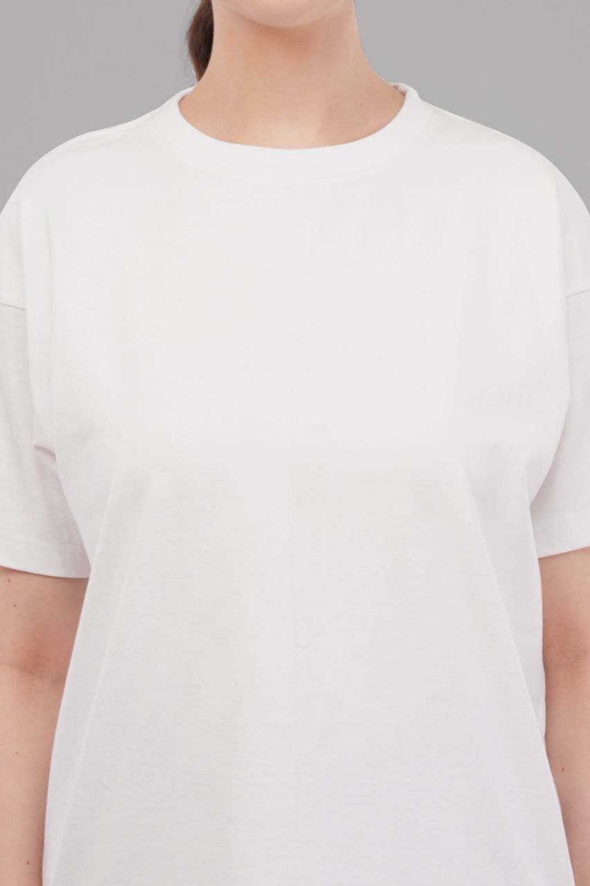 White oversized tshirt made with 220 GSM combed cotton — back detail